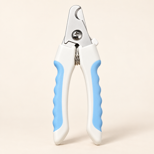 Pet Nail Clipper — Blue & White — product view — product illustration