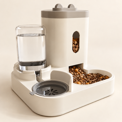Pet Feeding Station — Cream — product view — product illustration
