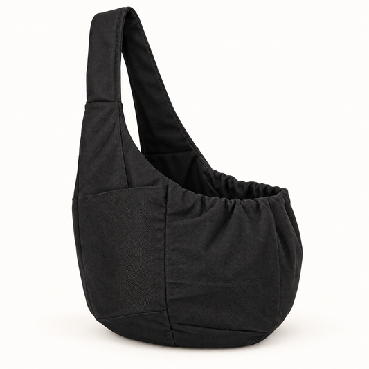 Delunie Pet Sling Carrier — Black — product view — product illustration