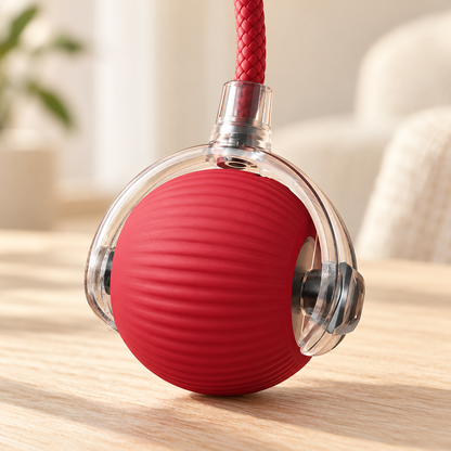 Hanging Cat Play Ball — Red — product view — product illustration